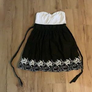 Strapless Black and White Dress